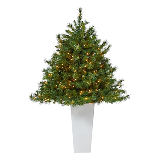 4.5ft. Pre-Lit Wyoming Mixed Pine Artificial Christmas Tree in Tower Planter